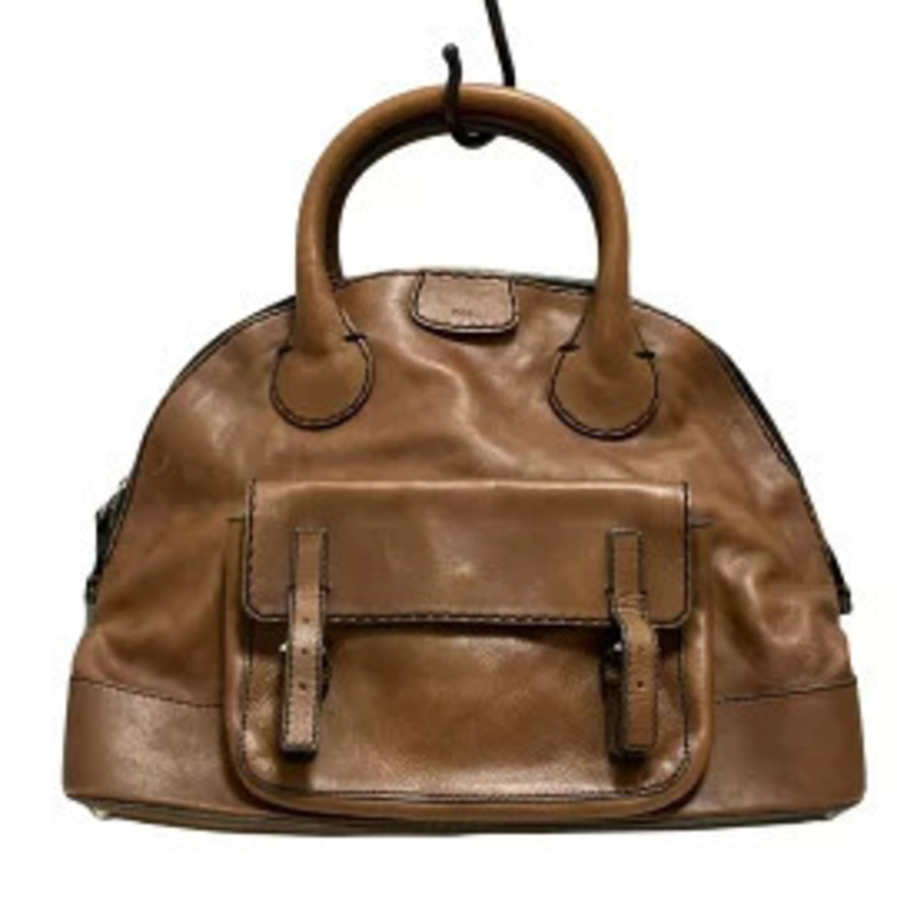 Chloe Edith Boston Bag Brown Leather